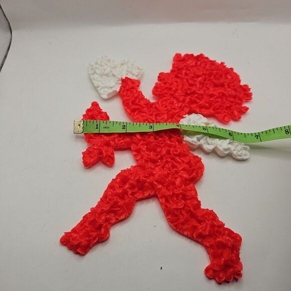 Vintage Melted Plastic Popcorn Cupid Decoration Valentine's Day 10" High - Picture 15 of 16